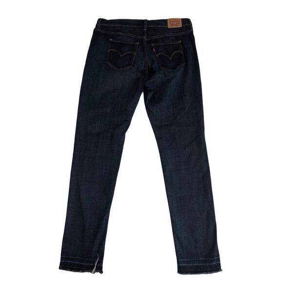 Levis Jeans 721 High Rise Skinny 16W Blue Raw Hem Stretch Dark Wash 5 Pocket - Picture 3 of 7